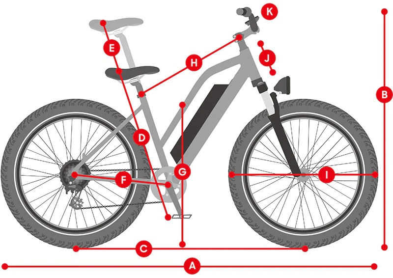 E-Bike dimensions diagram