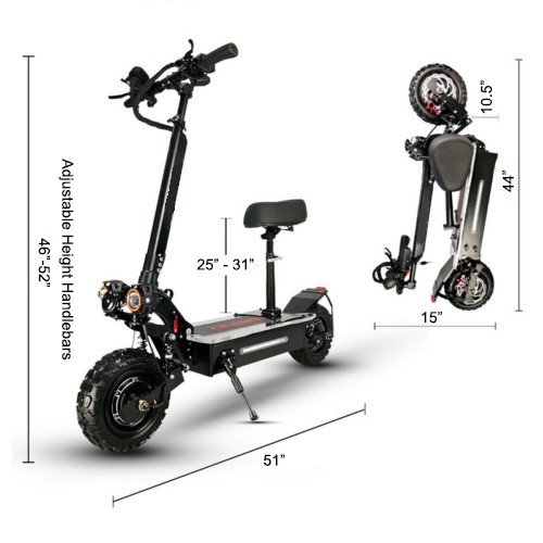 Dimensions of the 6000 watt scooter