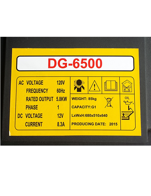 Close of view of specification sticker