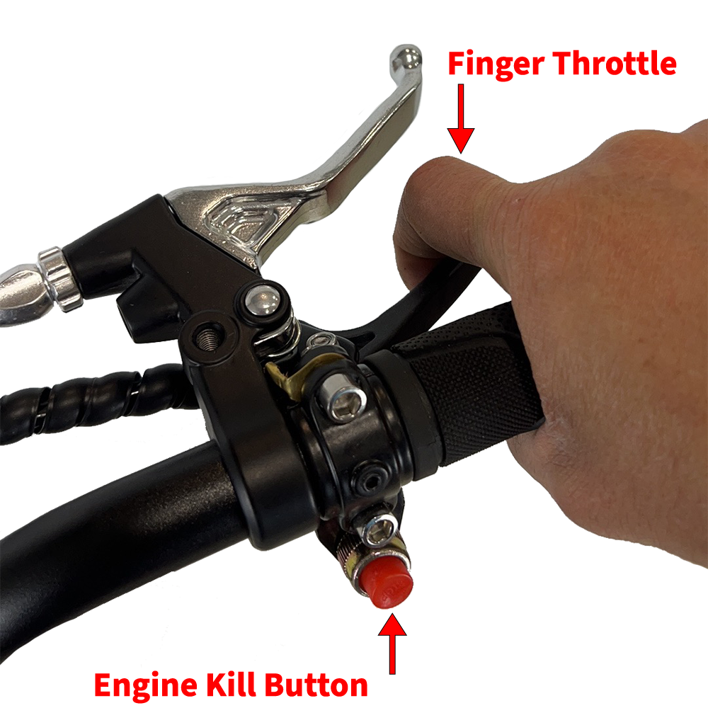 Finger pull throttle and kill button