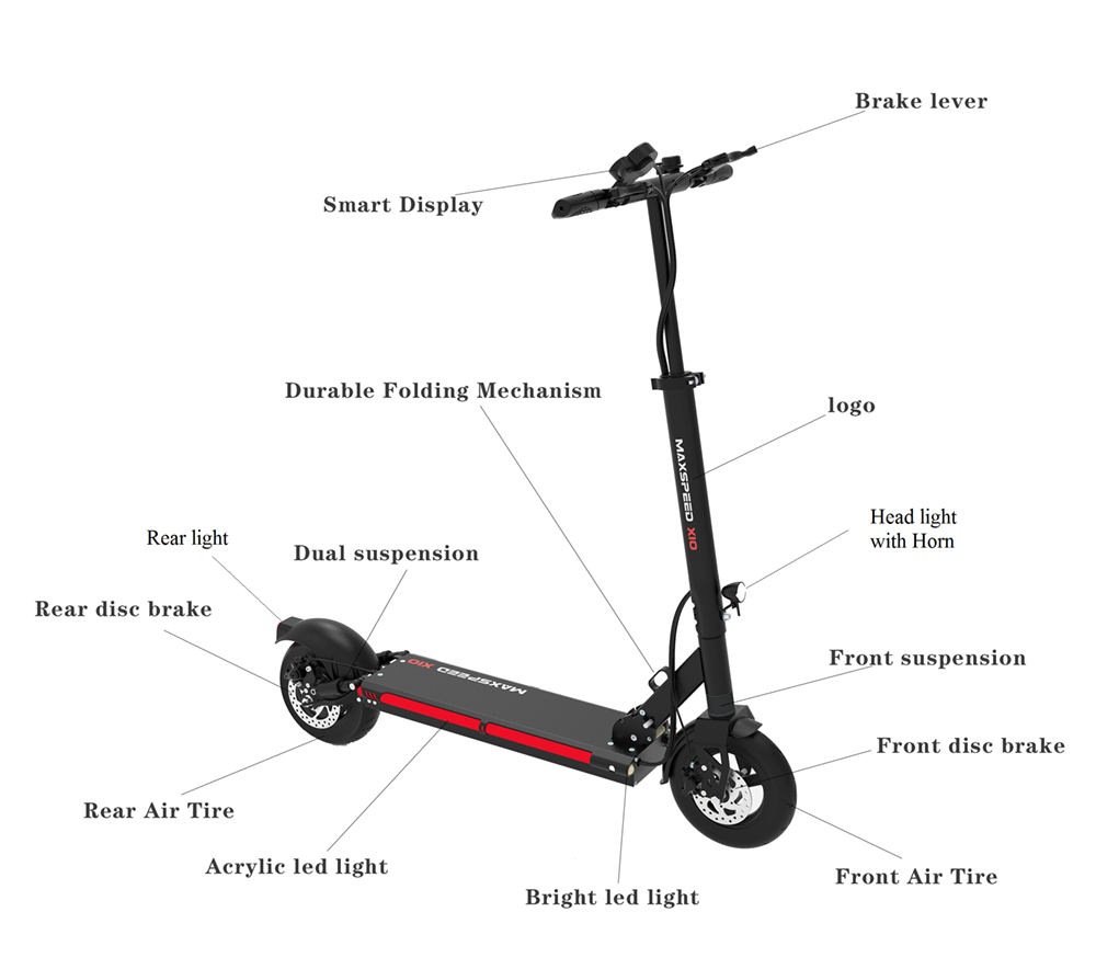 Details of the Urban 600watt 48v Lithium Max X9 Electric Scooter