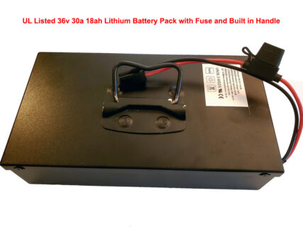 UL Listed 36v 30a 18ah Lithium Battery Pack with Fuse and Built in Handle