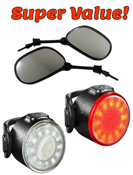 Safety package, mirrors, headlight and tail light